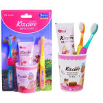  Mukunghwa Kizcare Детский набор (розовый стаканчик, 2 щетки, гель-паста со вкусом клубники 75г) с 3 лет, фото 1 
