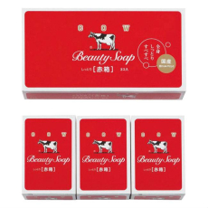  Cow Мыло молочное увлажняющее Beauty Soap с ароматом розы красная упаковка, 3 шт.х 100 г, фото 1 