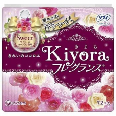  Unicharm Ежедневные гигиенические прокладки Sofy Kiyora Sweet, аромат розы, 72шт, фото 1 