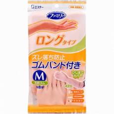  Резиновые перчатки “Family” (УДЛИНЕННЫЕ, средней толщины, с внутренним покрытием) оранжевые РАЗМЕР M, 1пара, фото 1 