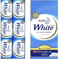  Увлажняющее крем-мыло White для тела с ароматом белых цветов, KAO 6х85 г, фото 1 