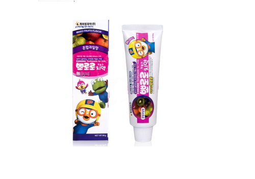  KM Зубная паста "Pororo" для детей от 3 лет с пониженным содержанием фтора (со вкусом микса фруктов) 90 г, фото 1 