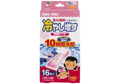  KIYOU-JOCHUGIKU Охлаждающие гелевые пластыри, детские (с ароматом персика), пачка 16 шт, фото 1 