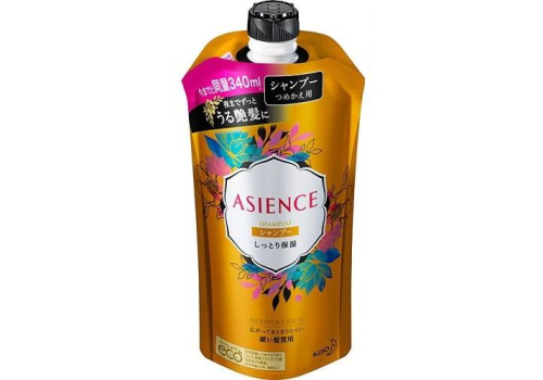  Увлажняющий шампунь для волос с медом и протеином жемчуга Kao "Asience", цветочный аромат, запасной блок 340 мл, фото 1 