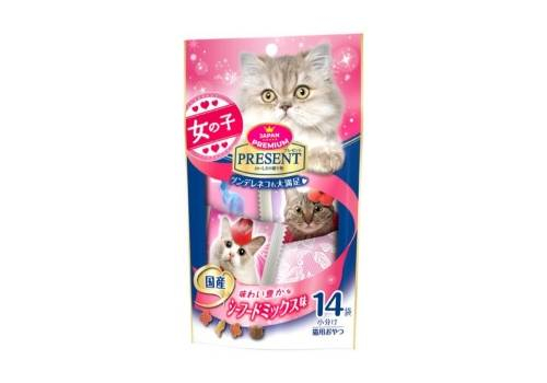  Nippon Хрустящее лакомство PRESENT для избалованных кошек на основе тихоокеанских морепродуктов, 42г Япония, фото 1 