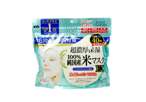  Тканевая маска для лица против сухости кожи с экстрактом японского риса Clear Turn Firmness Japanese Rice Mask EX, KOSE COSMEPORT 40 шт, фото 1 