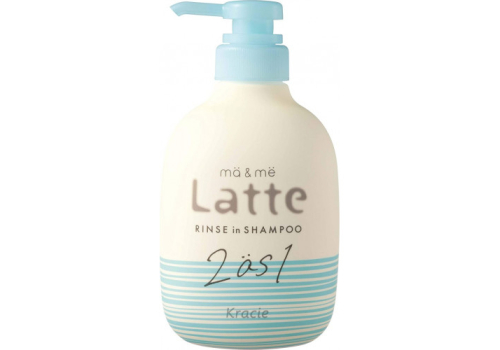  KRACIE Ma Me Latte 2 as 1 Rinse in Shampoo Бессульфатный шампунь-кондиционер с молочными протеинам и маслом ши, с освежающим ароматом апельсина и ромашки, помпа 490мл., фото 1 