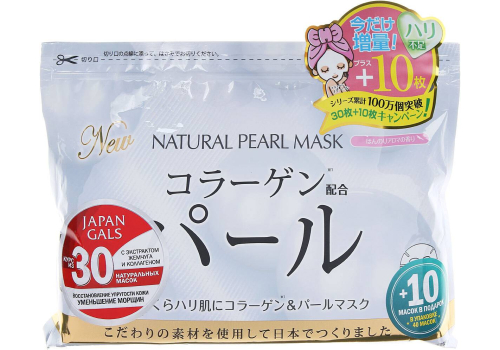  Japan Gals Курс натуральных масок для лица с экстрактом жемчуга, 30 шт +10шт в подарок, фото 1 