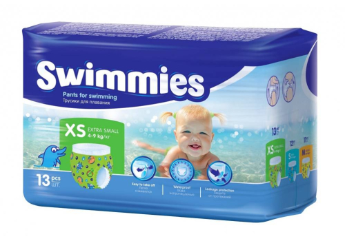  Трусики Swimmies для плавания размер X-Small 4-9 кг стандарт 13шт, фото 1 