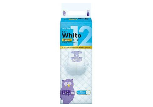  Подгузники Whito 12 Premium Japan  размер L 9-14кг 40шт, фото 1 