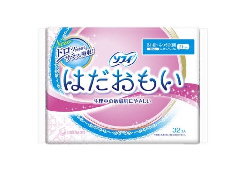  Гигиенические прокладки Sofy Hadaomoi заботящиеся о коже 32 шт Unicharm Japan  21 см, фото 1 