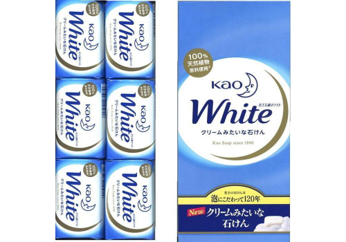  Увлажняющее крем-мыло White для тела с ароматом белых цветов, KAO 6х85 г, фото 1 