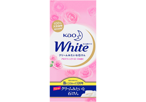  Увлажняющее крем-мыло для тела WHITE с ароматом розы, KAO 6 шт. х 85 г, фото 1 